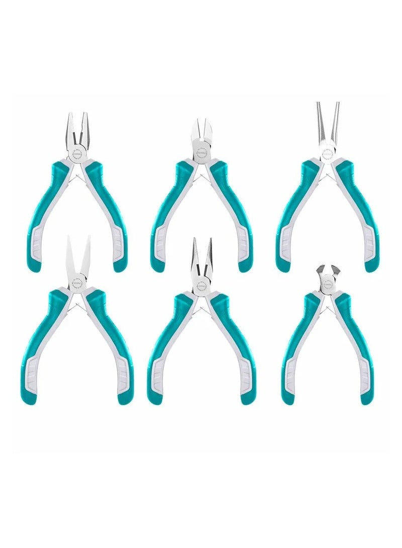 TOTAL T0TAL THT1K0511 6 Pcs Mini Pliers Set 115mm 4.5 Set Of Cutting Diagonal Long Combination Pliers - Image 1