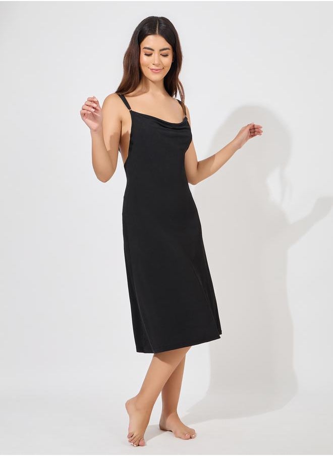 Styli Butterfly Back Detail Rib Slip Dress  - Image 1