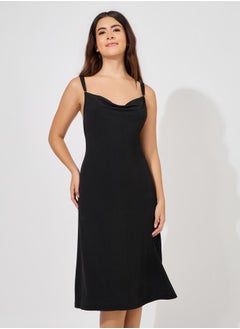 Styli Butterfly Back Detail Rib Slip Dress  - Image 3