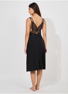 Styli Butterfly Back Detail Rib Slip Dress  - Image 5