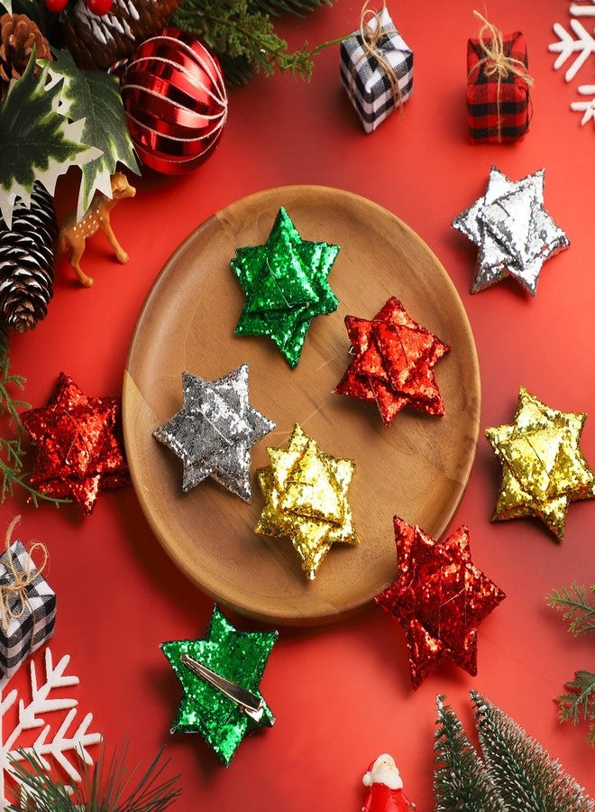 Hotop 12 Pcs Christmas Hair Clips for Woman Glitter Christmas Bow Hair Clips Funny Star Hairs Accessories Festive Snowflake Hairpins Holiday Head Costume Accessory for Women Multicolored - Image 2