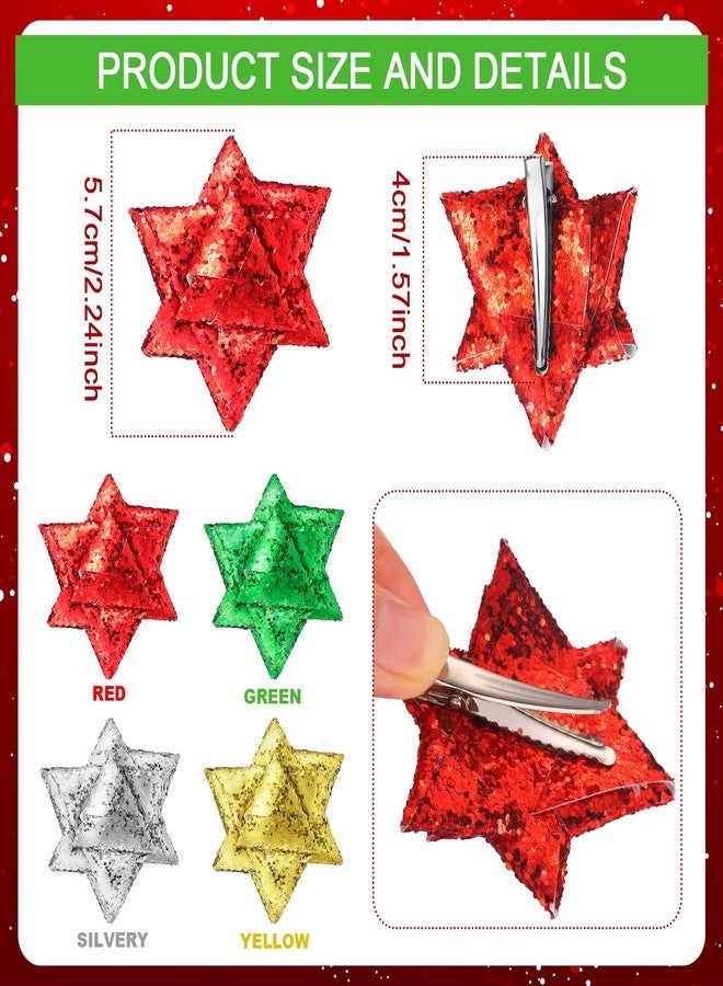 Hotop 12 Pcs Christmas Hair Clips for Woman Glitter Christmas Bow Hair Clips Funny Star Hairs Accessories Festive Snowflake Hairpins Holiday Head Costume Accessory for Women Multicolored - Image 3