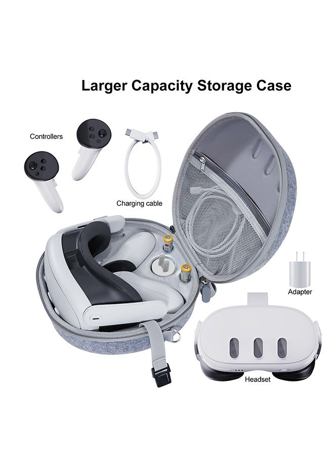 DUNISO Hard Case for Meta Oculus Quest 3 VR Gaming Headset&Touch Controllers,Carrying Bag Organizer Case with Mesh Pocket,Waterproof Shockproof,Suitable for Travel and Home Storage,Grey - Image 3