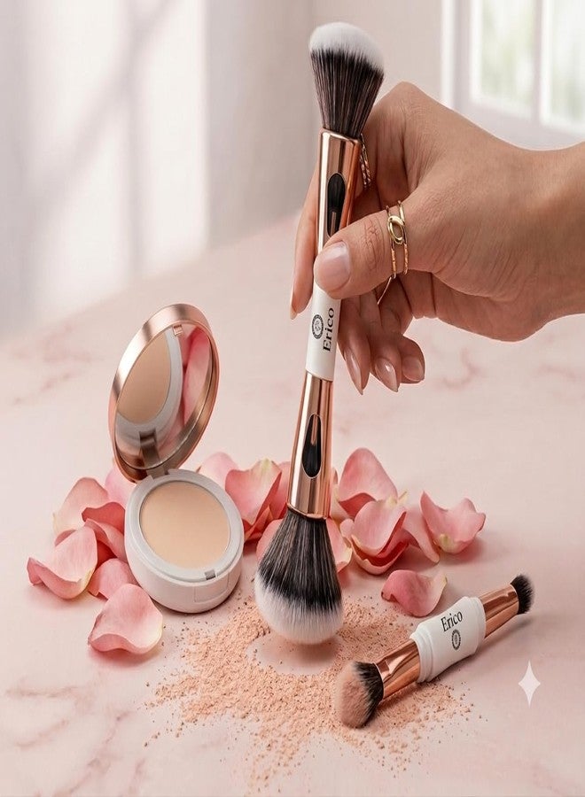 ERICO 4 in 1 Travel Brush | With Ultra Soft Bristles | Face Powder Blending BrushBs02 | Dense and Fluffy brush BS02 - Image 3
