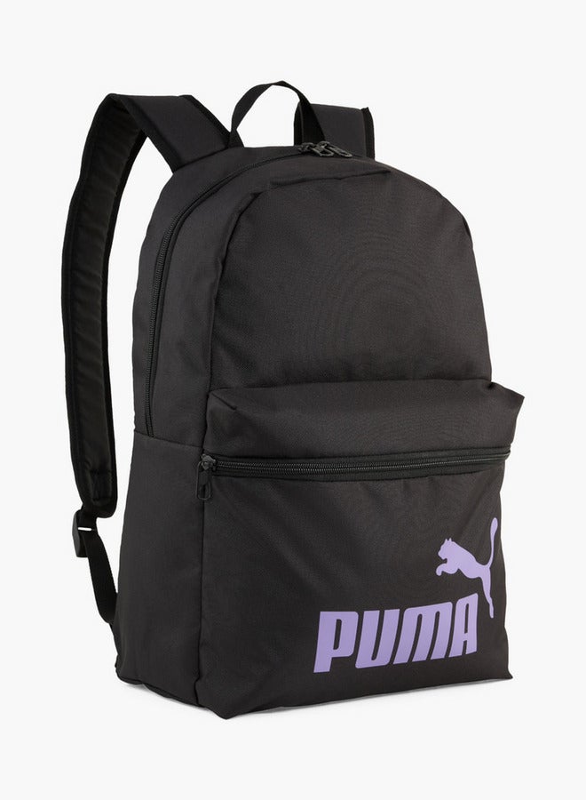PUMA Logo Print School Backpack with Adjustable Shoulder Straps and Zip Closure  - Image 1