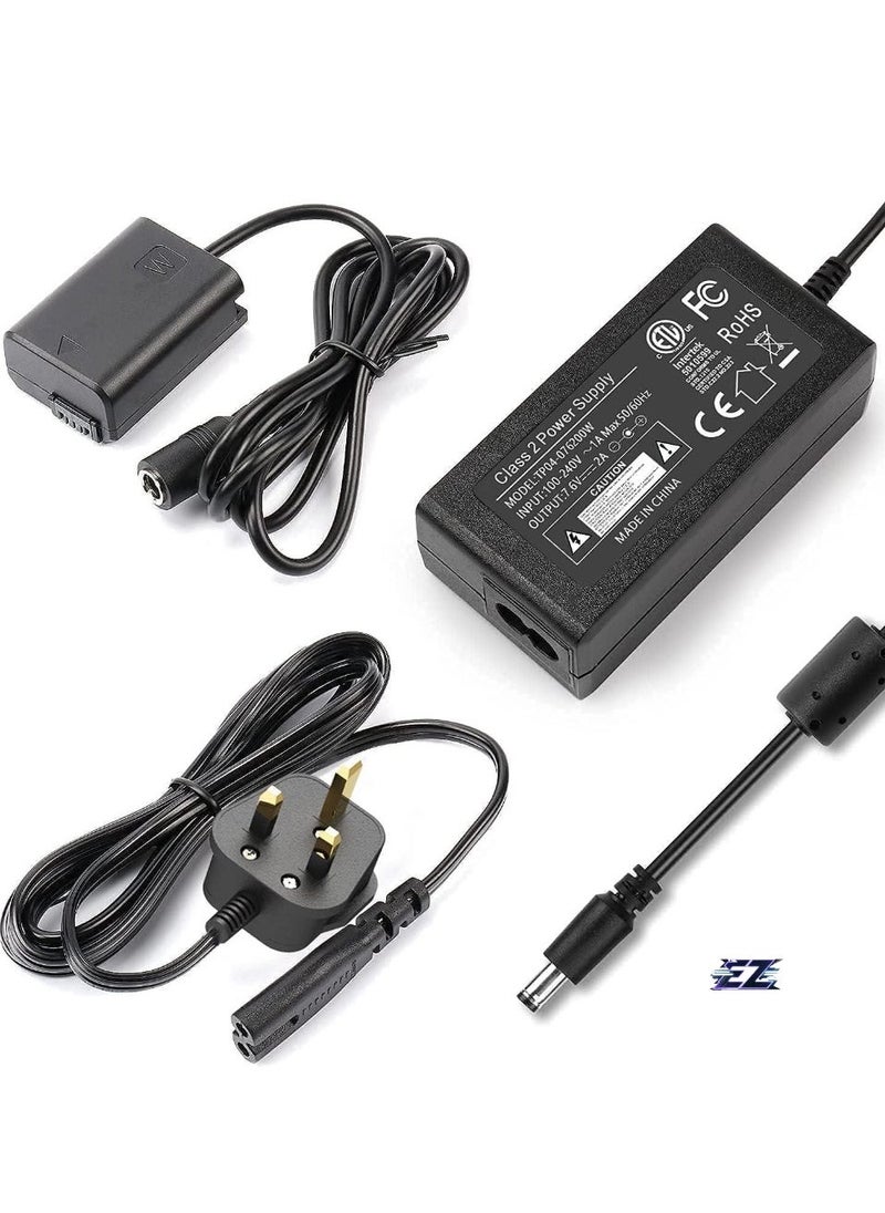 ELTRAZONE - AC PW20 Power Supply Adapter & NP-FW50 Dummy Battery Kit for Sony Alpha Cameras – Compatible with A6500, A6400, A6300, A6100, A6000, A5100, A7 Series, RX10, ZV-E10 – Continuous Power for Photography & Videography - Image 1