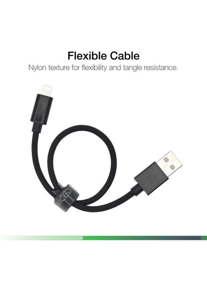 DVICED USB-A to lightning Charging & Data transfer 0.25m nylon cable  - Black - Image 3
