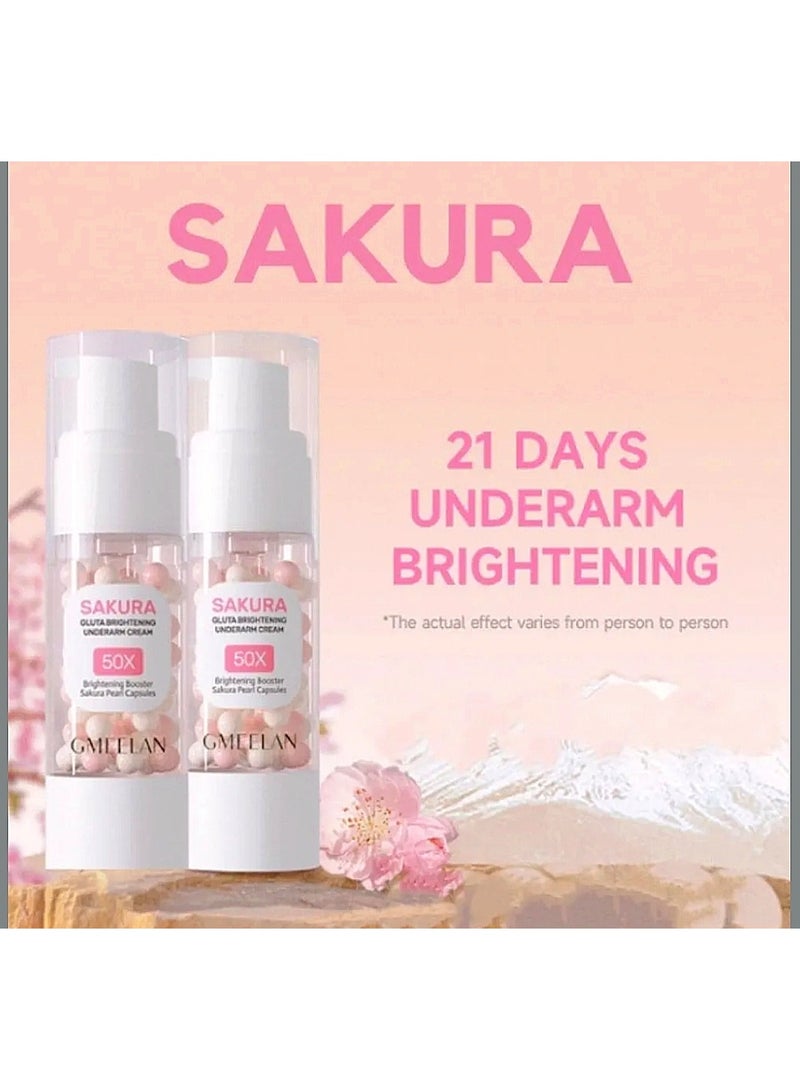 Sakura Gluta Brightening Underarm Cream 50X Brightening Booster Sakura Pearl Capsules 30gm - Image 3