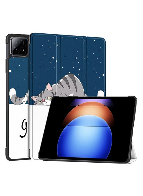 Slim Stand Hard Back Shell Smart Cover Case for Xiaomi Pad 7 / Pad 7 Pro, Auto Wake/Sleep Lazy Cat