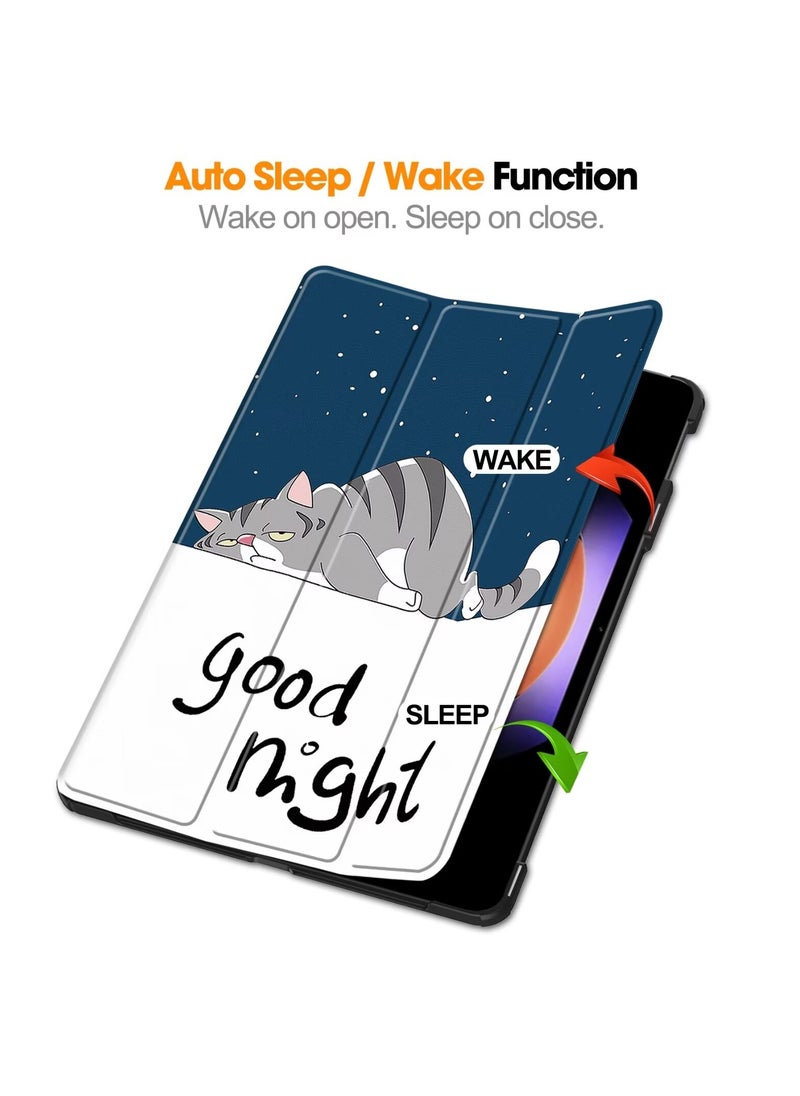 URBBKING - Slim Stand Hard Back Shell Smart Cover Case for Xiaomi Pad 7 / Pad 7 Pro, Auto Wake/Sleep Lazy Cat - Image 1