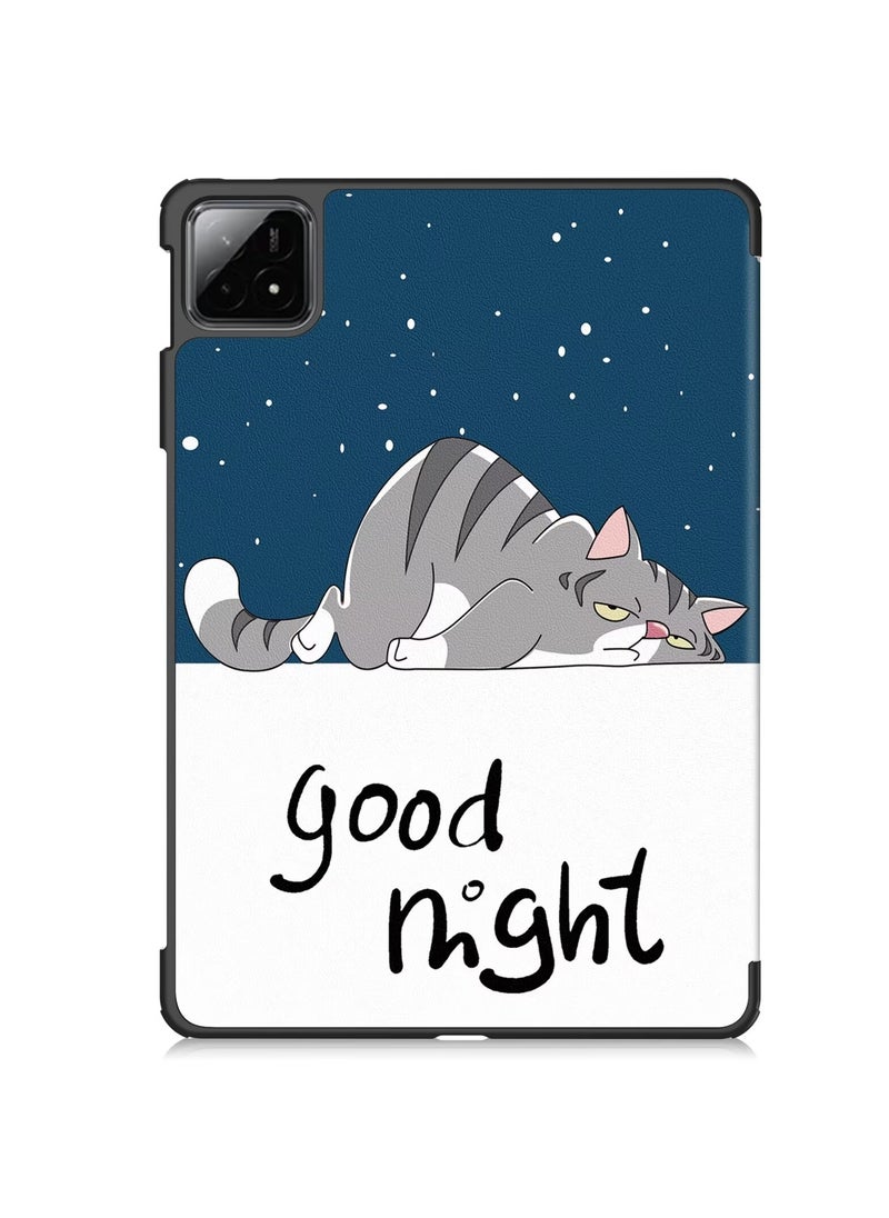 URBBKING - Slim Stand Hard Back Shell Smart Cover Case for Xiaomi Pad 7 / Pad 7 Pro, Auto Wake/Sleep Lazy Cat - Image 1