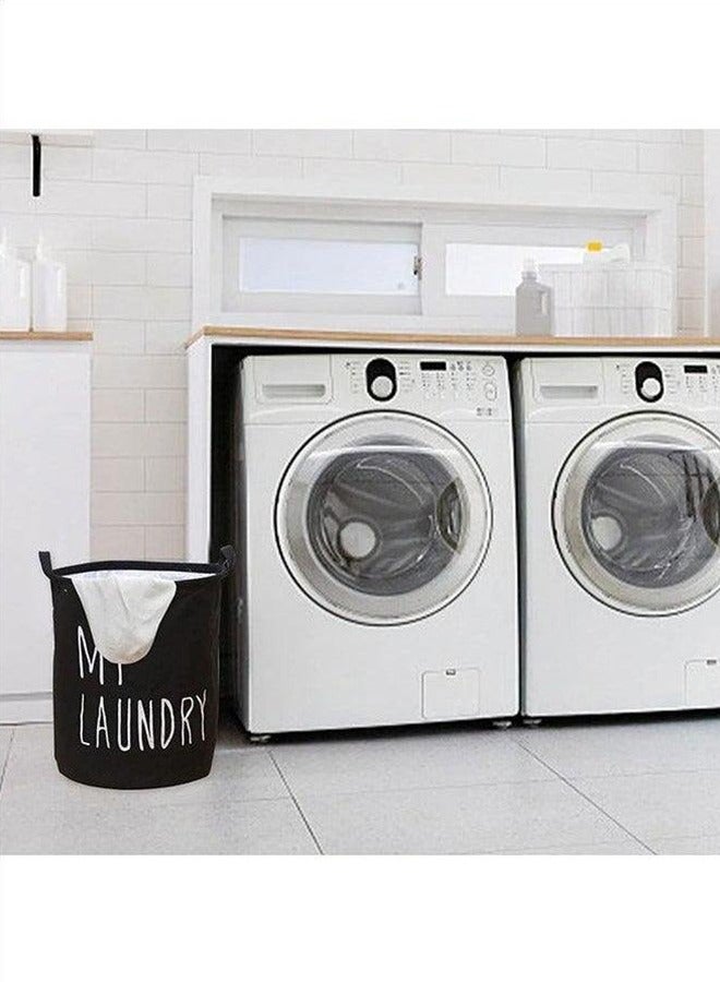 Laundry Basket with Drawstring, Black - Image 4