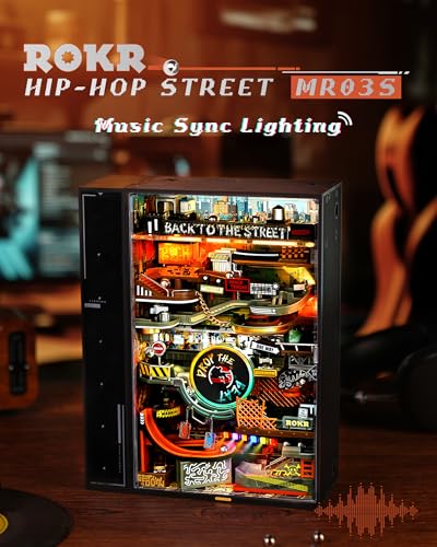 ROKR 3D Puzzle for Adults Electric Marble Run Model Kits Parallel World Hiphop Street Desk Decoration Building Sets for Boys Girls Birthday Gifts - Image 5