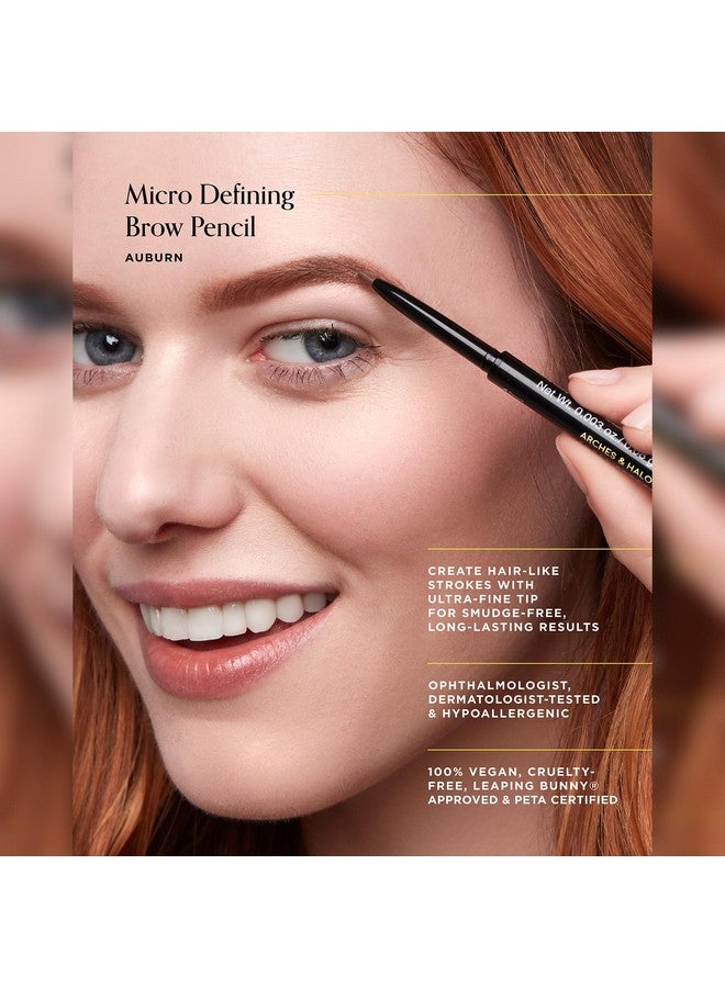 Arches & Halos Micro Defining Brow Pencil - Fuller and More Defined Brows - Long-Lasting, Smudge Proof, Rich Color - Dual Ended Pencil with Brush - Vegan and Cruelty Free Makeup - Auburn - 0.003 oz - Image 2