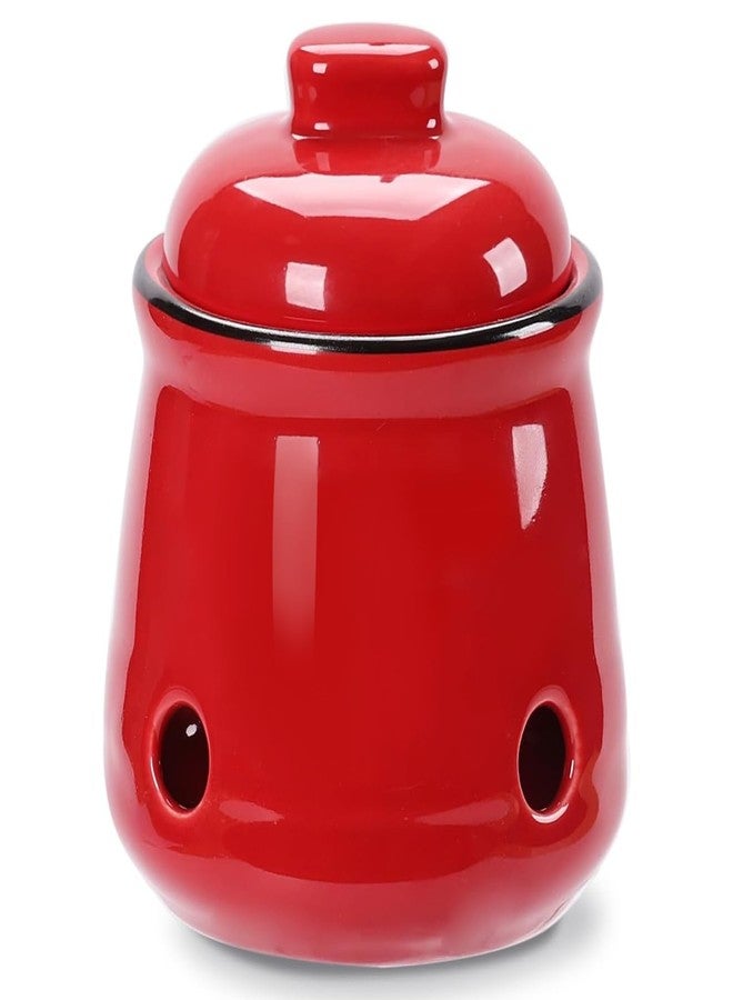 هاو توب حافظة ثوم صغيرة من السيراميك من هاوتوب مع غطاء، حافظة ثوم للمطبخ، تحافظ على فصوص الثوم طازجة (أحمر) - Image 1