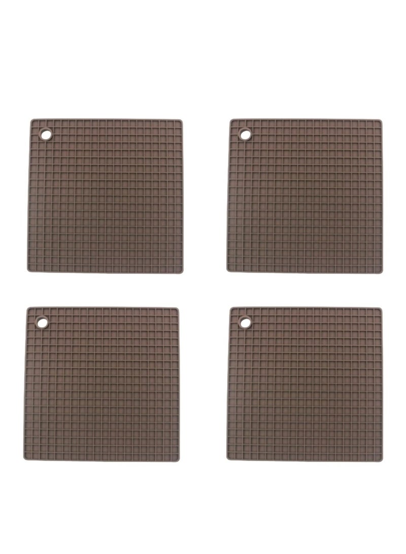 Auroware DIning Kitchen Silicon Table Mat Square Set of 4 Piece Heat Resistance, Easy to clean, Water Resistance Protect Table Surface for home - Image 1