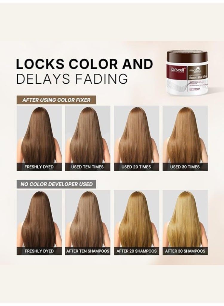 كارسيل ماسك تلوين الشعر البني – 500 مل – علاج مغذي لإصلاح الشعر مع ترسيب اللون البني، ترطيب عميق ولمعان وحماية للون لفترة أطول - Image 4