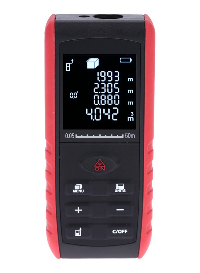 NIBEMINENT Portable Handheld Digital Laser Distance Meter Range Finder Area Volume Measurement With Angle Indication Black & Red 17.6 x 4.1centimeter - Image 1