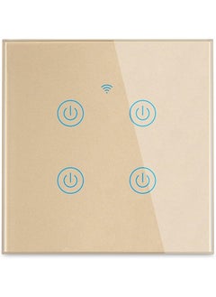 Arabest WiFi Smart Wall Light Switch, Wireless Switches, No Neutral Wire Required, Compatible with Alexa and Google Home, APP Remote Control Touch Switch, No Hub Required, Voice Control (Glod 4 Gang)  - Image 1