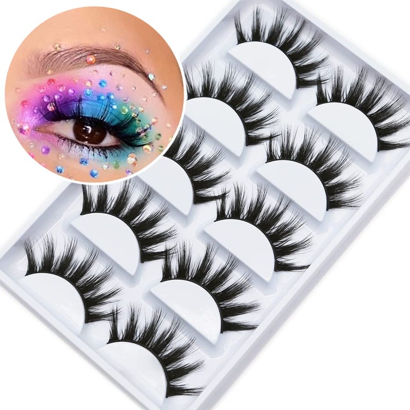 Veleasha Lashes 5D Faux Mink Lashes 100% Handmade Luxurious Fake Eyelashes Lightweight Fluffy False Eyelashes 5 Pairs Pack (Dubai) - Image 2