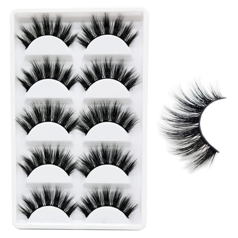 Veleasha Lashes 5D Faux Mink Lashes 100% Handmade Luxurious Fake Eyelashes Lightweight Fluffy False Eyelashes 5 Pairs Pack (Dubai) - Image 1