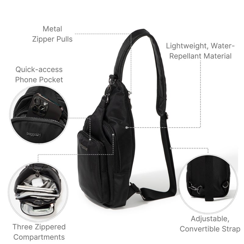 Baggallini Central Park Sling - Small 12x7 Sling Crossbody Bag for Women with Convertible Adjustable Shoulder Strap - Image 3