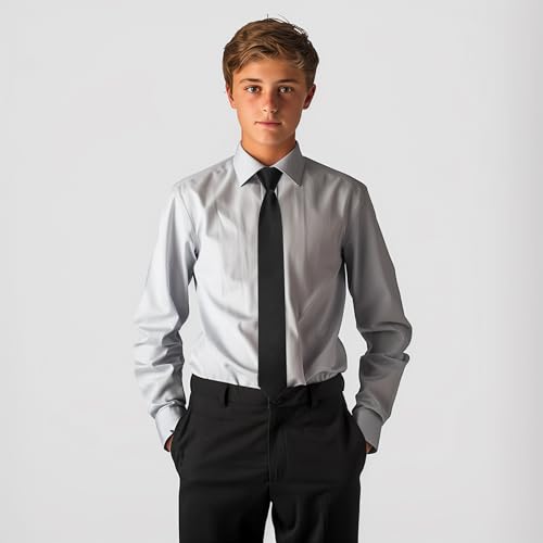 JEMYGINS Black Boys Tie Pre-tied Adjustable Kids Necktie for Age 8-12 Wedding School Graduation(28) - Image 4