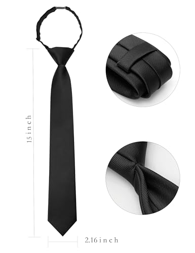 JEMYGINS Black Boys Tie Pre-tied Adjustable Kids Necktie for Age 8-12 Wedding School Graduation(28) - Image 2
