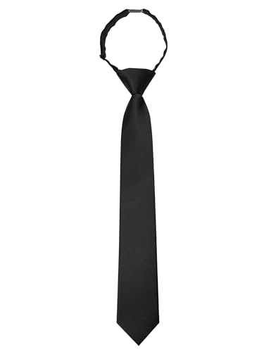 JEMYGINS Black Boys Tie Pre-tied Adjustable Kids Necktie for Age 8-12 Wedding School Graduation(28) - Image 1
