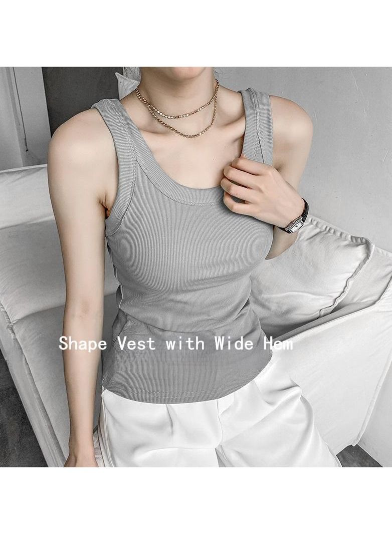 NIBEMINENT Women's cotton Vest,Shape Vest with Wide Hem ，Outward Wear with Interior Straps Suspenders，Skin Friendly, Not Easy To Deform - Image 1