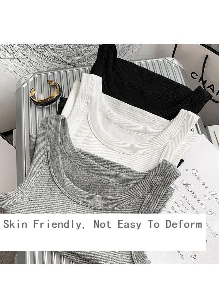 NIBEMINENT Women's cotton Vest,Shape Vest with Wide Hem ，Outward Wear with Interior Straps Suspenders，Skin Friendly, Not Easy To Deform - Image 3