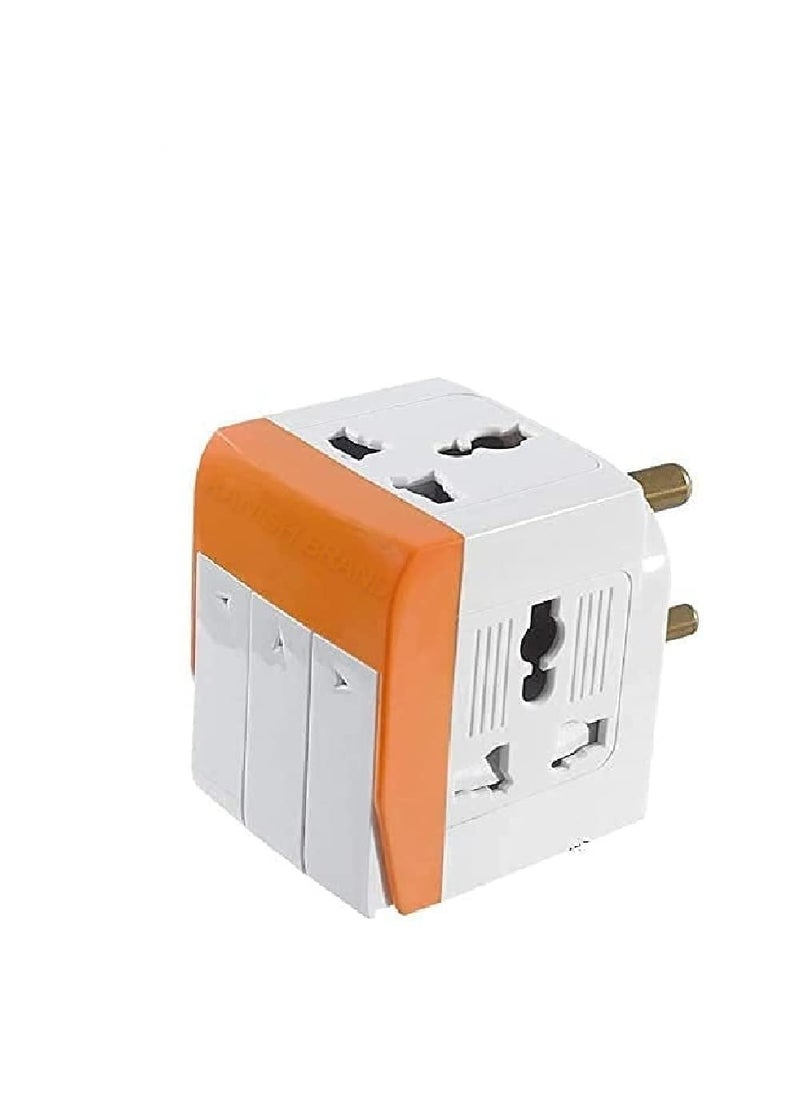 Krifa Enterprise Krifa Enterprise 3 Way Plug Adapter Switch 3 PIN Universal Conversion Plug 3 in 1 MultiPlug Individual Switch  - Image 1
