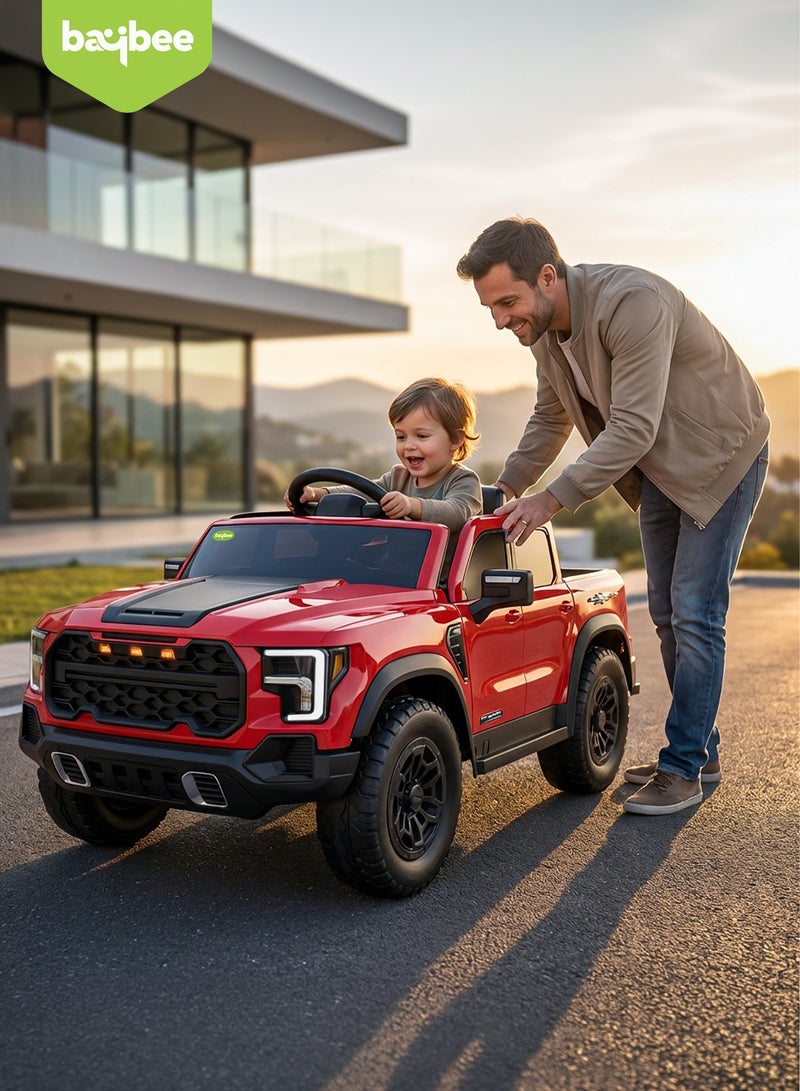 BAYBEE Raptor Childrens Electric Ride on Jeep for Kids, Baby Ride on Toy Childrens Battery Operated Car with Led Light & Music | Battery Car for Kids | Childrens Electric Ride on Car for Kids 2 to 6 Years Boy Girl Red - Image 1