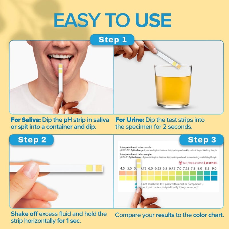 One Step pH Urine Saliva Test Strips 100 Strips Test Range 4590 Tests Alkaline Acidity Levels in The Body Body pH Test Kit Highly Accurate Results in Seconds Home Health Tests - Image 5