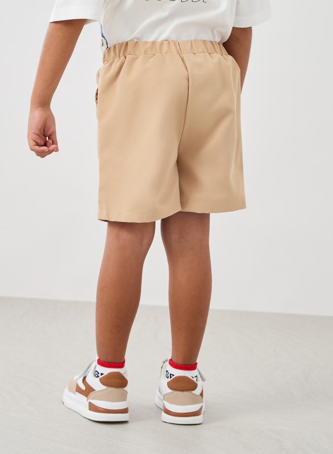 Styli Styli Boys Solid Twill Shorts with Partially Elasticated Waistband  - Image 4