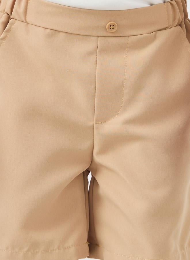 Styli Styli Boys Solid Twill Shorts with Partially Elasticated Waistband  - Image 3