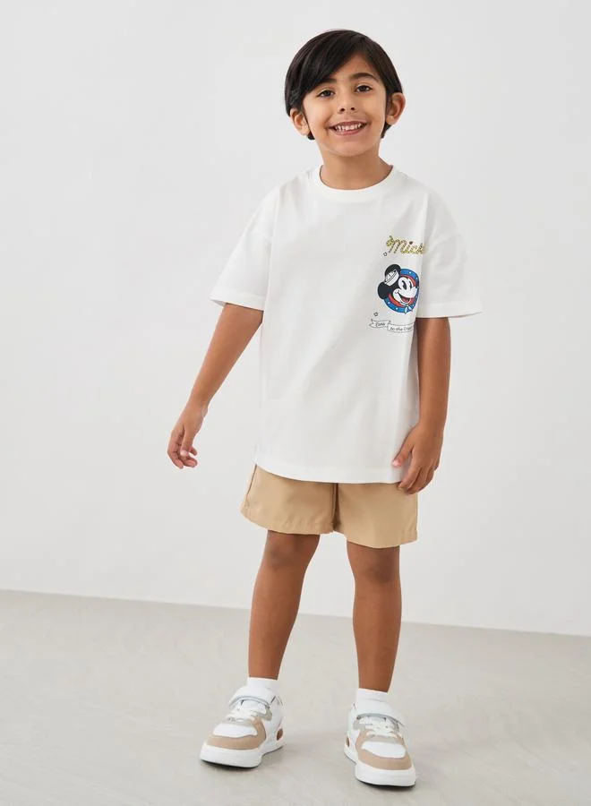ستايلي Styli Boys Solid Twill Shorts with Partially Elasticated Waistband