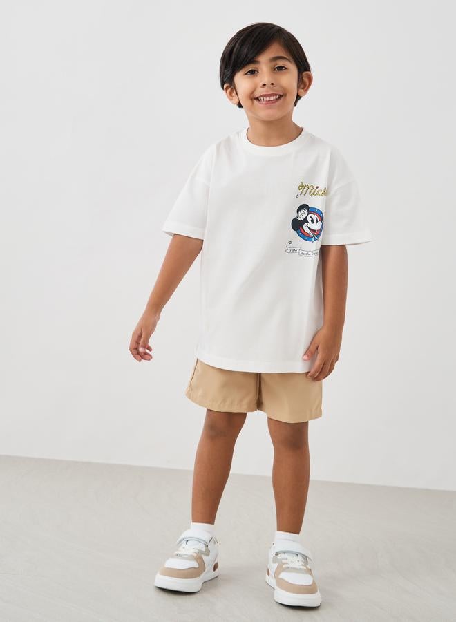Styli Styli Boys Solid Twill Shorts with Partially Elasticated Waistband  - Image 2