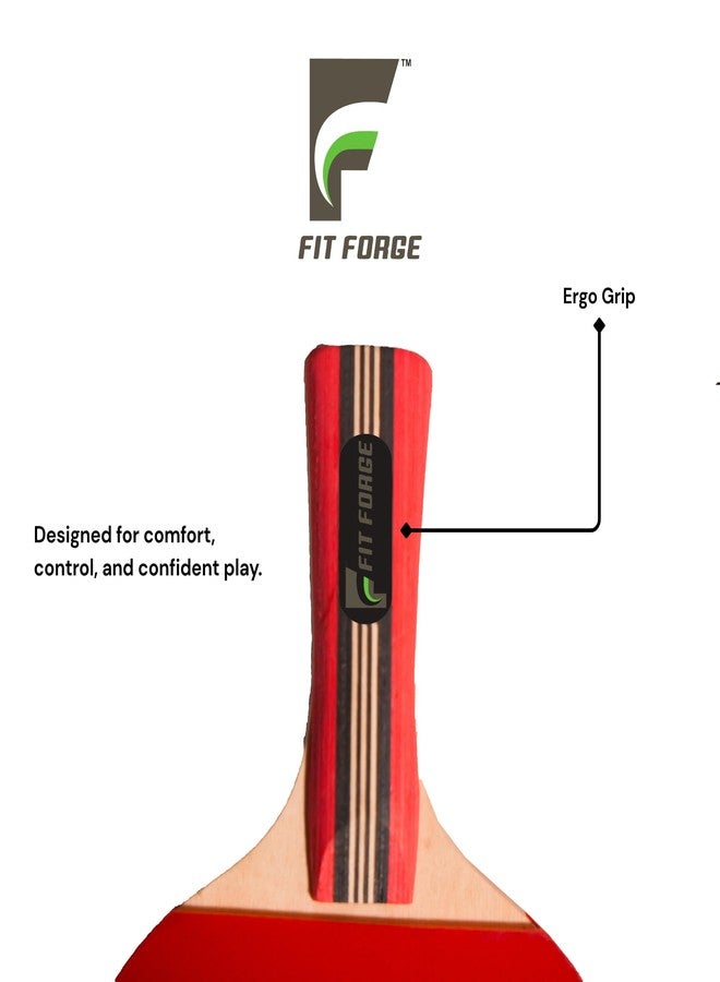 FIT FORGE Table Tennis Racket Set | 7 Ply Wood 2 TT Bat and 3 Star Training Balls - Image 3