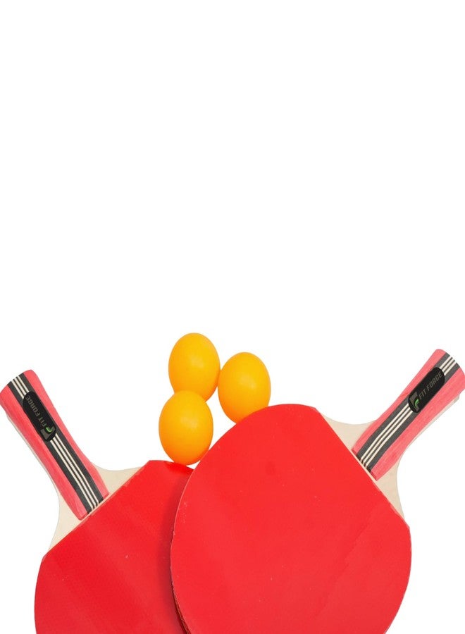 FIT FORGE Table Tennis Racket Set | 7 Ply Wood 2 TT Bat and 3 Star Training Balls - Image 1