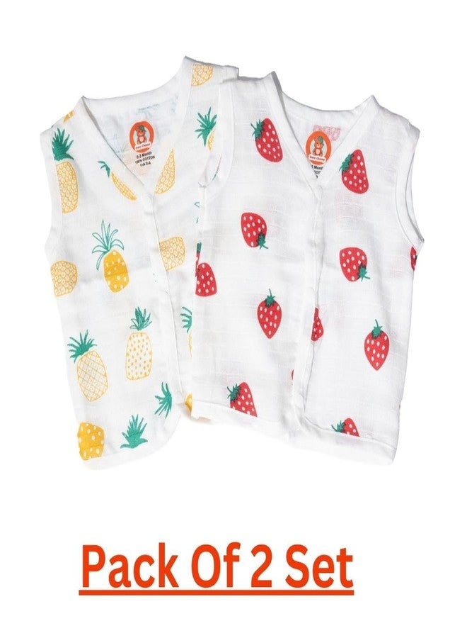 DearChamp دير تشامب ملابس أطفال حديثي الولادة من القطن العضوي النقي المطبوع من الموسلين/الصدرية/القماش والحفاضات/اللانغوت (عبوة من قطعتين) (3-6 أشهر) - Image 2