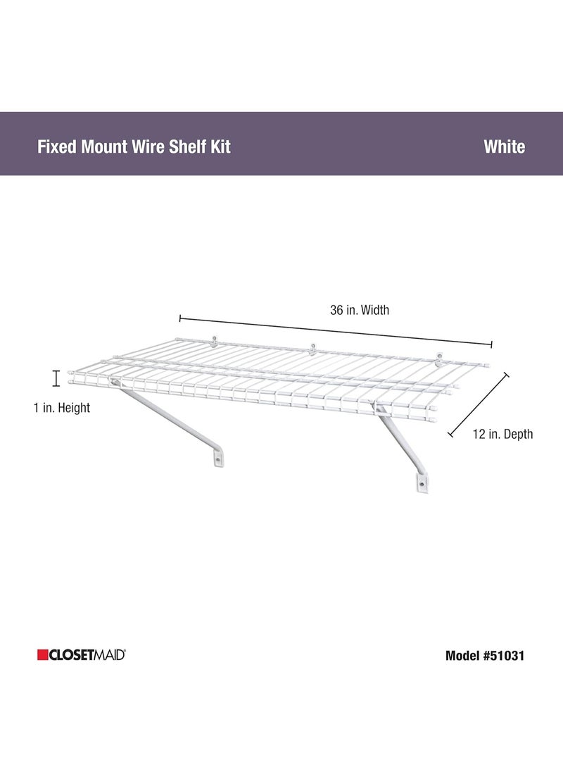 ClosetMaid ClosetMaid Wire Shelf Kit with Hardware, 3 Ft. Wide, For Pantry, Closet, Laundry, Utility Storage, White Vinyl Finish  - Image 2