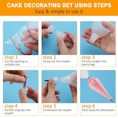 firstake Piping Bags and Tips Set - 100pcs Disposable Piping Bags, 12 Inch Icing Bags, Thickened Pastry Bags, Anti Burst Frosting Bags, Non-slip Cake Decorating Bags for Baking Cupcake and Cookies - Image 4