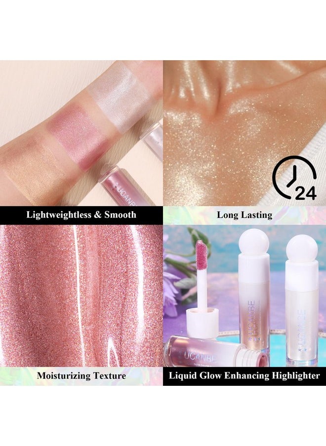 UCANBEMAKEUP 3Pack Liquid Face Highlighter Makeup Setmultifunctional Luminous Glow Natural Radiance Sparkly Glitter Body Shimmer Liquid Luminizer Stickssuitable For Face Eyes Lips And More  - Image 4