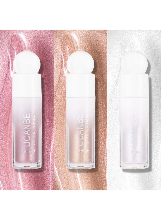 UCANBEMAKEUP 3Pack Liquid Face Highlighter Makeup Setmultifunctional Luminous Glow Natural Radiance Sparkly Glitter Body Shimmer Liquid Luminizer Stickssuitable For Face Eyes Lips And More  - Image 3