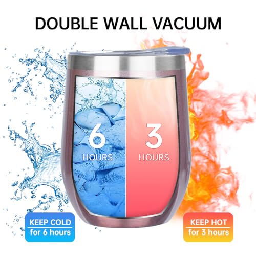 MEZMUT 12 Oz Insulated Wine Tumbler with Lid Double Wall Vacuum Stainless Steel Wine Glass Coffee Mug Insulated Tumbler Cup for Champaign, Cocktail, Beer (Rose Gold, 6 Pack) - Image 3