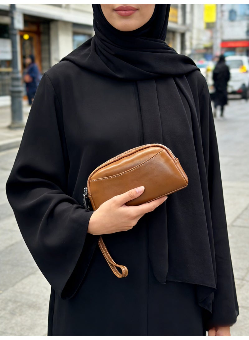 Lumo Handmade-Genuine Leather Clutch for Women, Hand-Stitched Full Grain Leather Pouch, Unique Artisan Evening Bag - Image 2