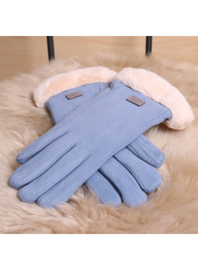 Explosions De Velvet Thickened Touch Screen Gloves Three-dimensional Cut Cold-resistant Windproof Touch Screen Finger Cover Factory-Product Color:Black  - Image 3