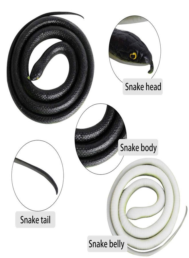 Outee 7 Pcs Realistic Rubber Snakes - Fake 15-47.2 Inch Black Snake Toys for Garden Props, Scaring Birds & Squirrels, Halloween & Easter Gifts, Lifelike Scary Gag Props - Image 3