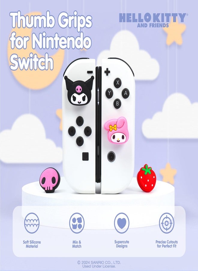 Hamee Hello Kitty and Friends Thumb Grips Compatible with Nintendo Switch OLED/Switch Lite, Character Joystick Grip Cover Caps - My Melody and Kuromi - Image 2